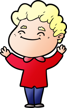 Bir insan tarafından çizilmiş çizgi film dostu bir adam.