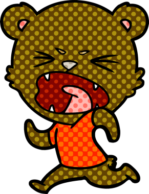 Bir insan tarafından çizilen kızgın çizgi film ayısı.