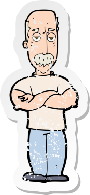 Bir insan tarafından çizilmiş, kızgın bıyıklı, karikatür karikatüründeki kederli adam.