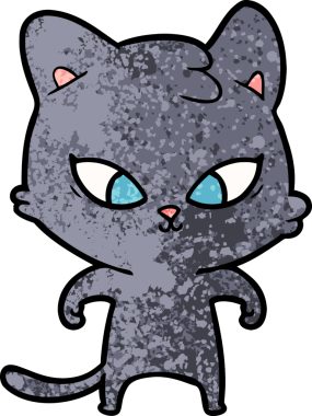 Bir insan tarafından çizilmiş sevimli çizgi film kedisi.