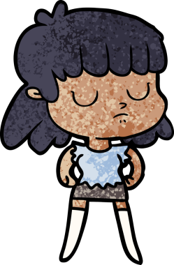 Bir insan tarafından çizilmiş ilgisiz bir kadın çizgi filmi.