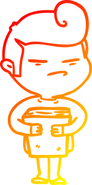 Bir insan tarafından çizilmiş, moda saç kesimi olan havalı bir adamın çizgi film çizimi.