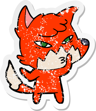 Bir insan tarafından çizilmiş zeki bir tilkinin sıkıntılı çıkartması.