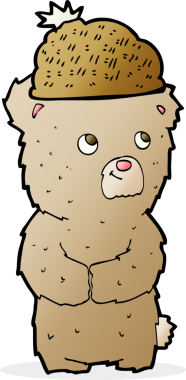 Bir insan tarafından çizilmiş şapkalı çizgi film ayısı.