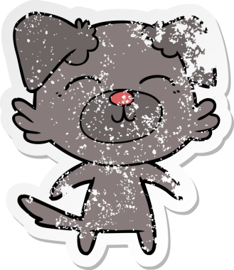 Bir insan tarafından çizilmiş bir karikatür köpeğinin sıkıntılı çıkartması.