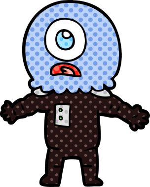 Çizgi film Tepegöz uzaylı uzay adamı bir insan tarafından çizildi.