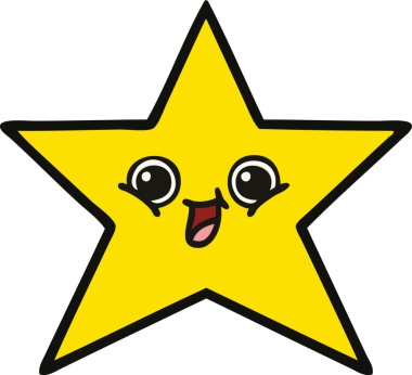 Bir insan tarafından çizilmiş altın yıldız karikatürü.