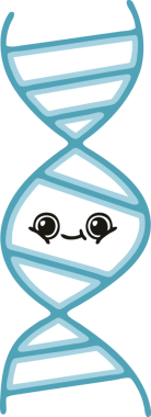 Bir insan tarafından çizilmiş bir DNA ipliğinin düz renk retro karikatürü