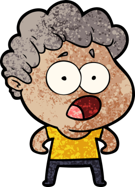 Bir insan tarafından çizilmiş bir karikatür adamı şaşkınlıkla nefes nefese kaldı.