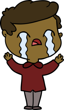 Bir insan tarafından çizilmiş ağlayan çizgi film adamı.