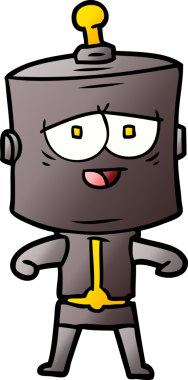 Bir insan tarafından çizilmiş çizgi film robotu