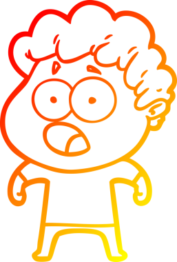 Bir insan tarafından şaşırtılarak çizilen çizgi film karakterinin sıcak çizgi çizimi.