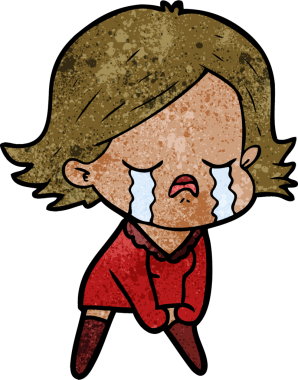 Bir insan tarafından çizilmiş ağlayan çizgi film kızı.