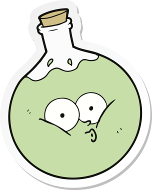 Bir insan tarafından çizilmiş karikatür iksiri çıkartması.