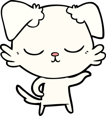 Bir insan tarafından çizilmiş şirin bir çizgi film köpeği.