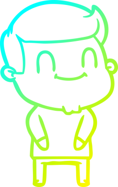 Bir insan tarafından çizilmiş mutlu bir adamın soğuk çizgi çizimi.