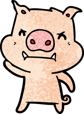 Bir insan tarafından çizilmiş kızgın çizgi film domuzu.