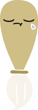 Bir insan tarafından çizilmiş bir boya fırçasının düz renk retro karikatürü