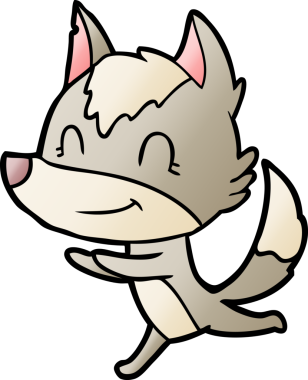 Bir insan tarafından çizilmiş dost canlısı çizgi film kurdu.