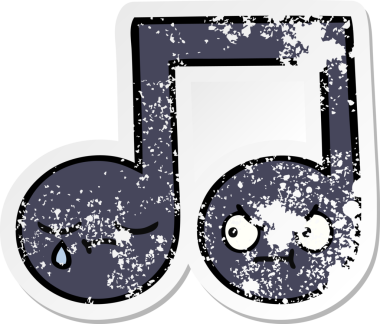 Bir insan tarafından çizilmiş şirin bir karikatür müzik notasının sıkıntılı çıkartması.