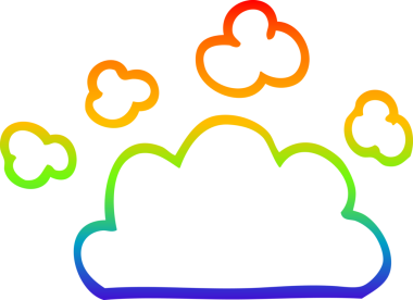 Bir insan tarafından çizilmiş gökkuşağı gradyan hava bulutu çizimi