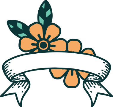 Bir insan tarafından çizilmiş çiçek pankartıyla geleneksel dövme