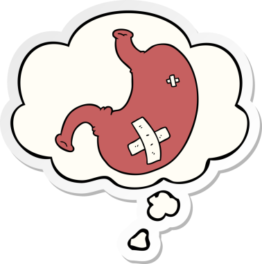 Düşünce baloncuğu insan tarafından çizilmiş bir çıkartma midesi.