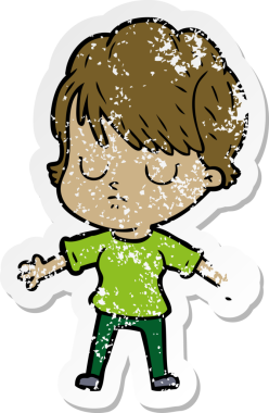 Bir insan tarafından çizilmiş karikatür bir kadının sıkıntılı çıkartması.