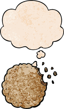 Bir insan tarafından çizilmiş grunge desenli düşünce baloncuklu çizgi film kurabiyesi.