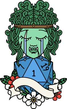 Retro Dövme Tarzı Ağlayan Ork Barbar Karakter Yüzü Doğal bir insan tarafından çizilmiş