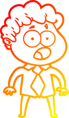 Bir insan tarafından şaşırtılarak çizilen çizgi film karakterinin sıcak çizgi çizimi.