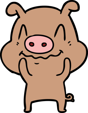 Bir insan tarafından çizilmiş sinirli çizgi film domuzu.