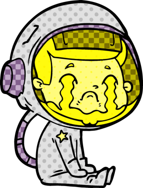 Bir insan tarafından çizilmiş ağlayan astronot çizgi filmi.