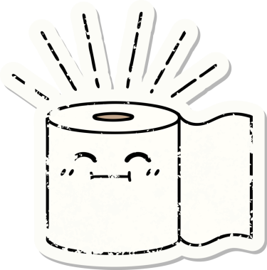 Bir insan tarafından çizilmiş eski bir dövme stili tuvalet kağıdı çıkartması.