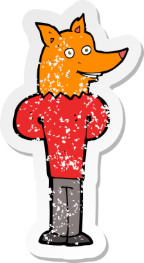 Bir insan tarafından çizilmiş tilki bir karikatürün gerilimli yapıştırması.