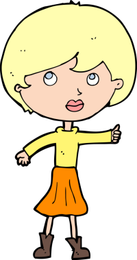 Çizgi filmdeki kadın bir insan tarafından çizilmiş sorular soruyor.