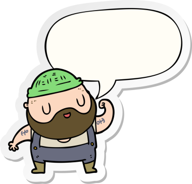 Bir insan tarafından çizilmiş konuşma balonu çıkartmalı sert balıkçı çizgi filmi.