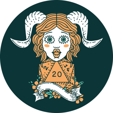 Bir insan tarafından çizilmiş doğal yirmi zar atma ikonu