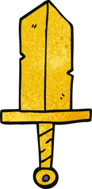 Bir insan tarafından çizilmiş altın hançer.