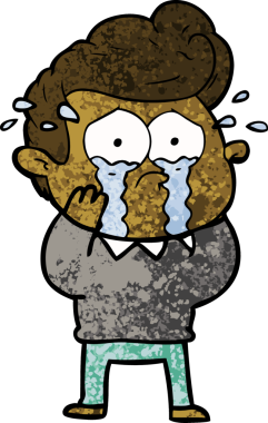 Bir insan tarafından çizilmiş ağlayan bir karikatür.