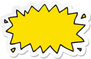 Bir insan tarafından çizilmiş bir çizgi film patlama sembolünün çıkartması.