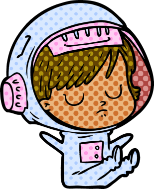 Bir insan tarafından çizilmiş astronot kadın.