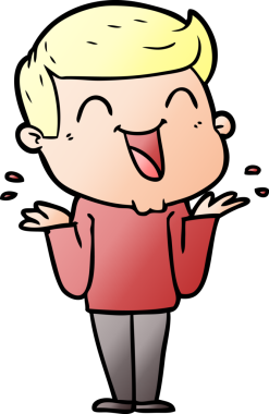 Bir insan tarafından çizilmiş gülen çizgi film adamı.