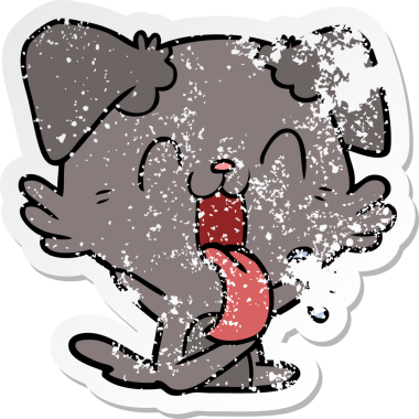 Bir insan tarafından çizilmiş, nefes nefese kalmış bir köpeğin sıkıntılı çıkartması.