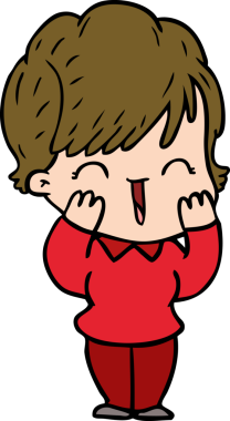 Bir insan tarafından çizilmiş gülen kadın çizgi filmi.