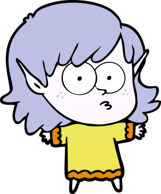 Bir insan tarafından çizilmiş çizgi film elf kızı.