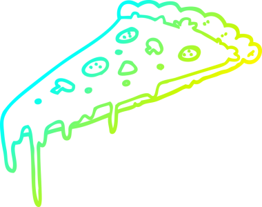 Bir insan tarafından çizilmiş bir pizza diliminin soğuk gradyan çizimi.