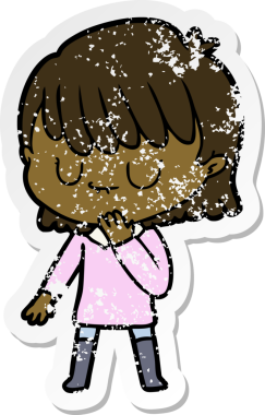 Bir insan tarafından çizilmiş karikatür bir kadının sıkıntılı çıkartması.