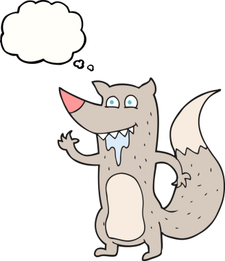 Serbest çizim düşünce balonu çizgi filmi aç kurt bir insan tarafından çizildi.