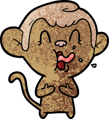 Bir insan tarafından çizilmiş çılgın çizgi film maymunu